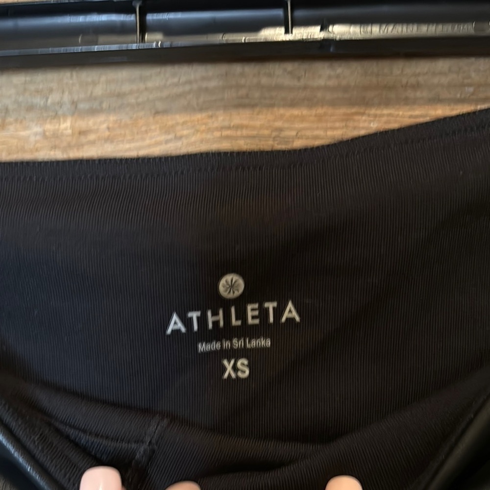 Athleta Gleam Chaturanga Black Faux Leather Leggings - Picture 2 of 9